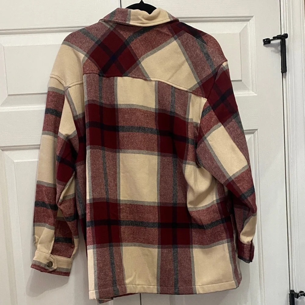 Women's Plaid Jacket - Red and Cream
